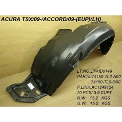 ACURA TSX SEDAN FENDER LINER LEFT (Driver Side) OEM#74150TL2A10 2009-2014 PL#AC1248124