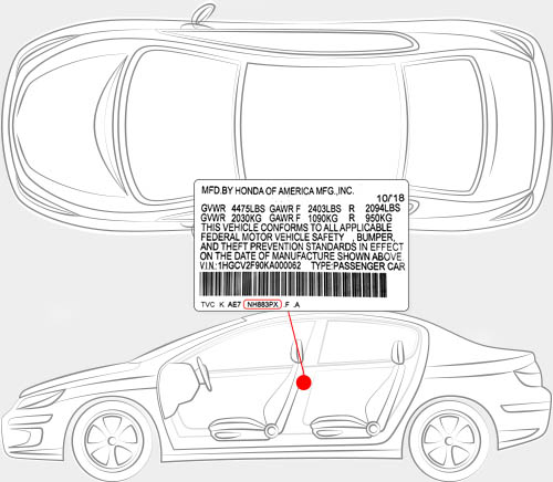 Honda Paint Code Locator