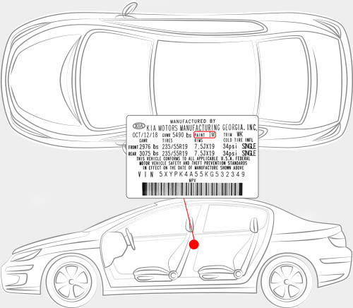 Kia Paint Code Locator