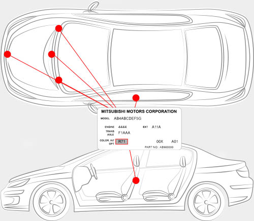 Mitsubishi Paint Code Locator